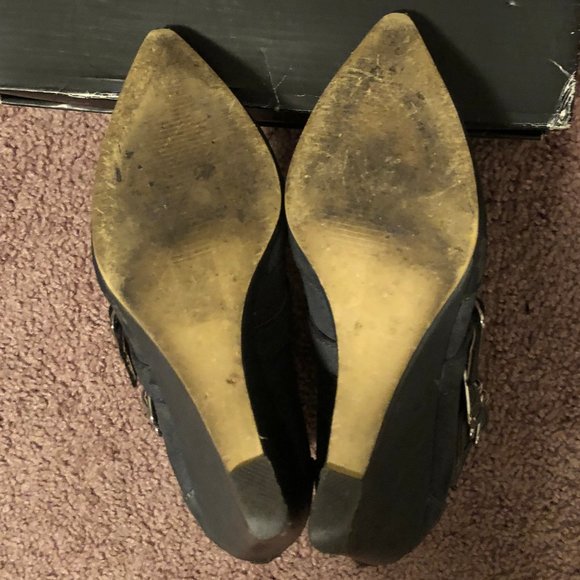 Buckle Suede Wedge Boot Booties -Slate Blue Gray -Size 6.5 -Like New - Picture 7 of 8